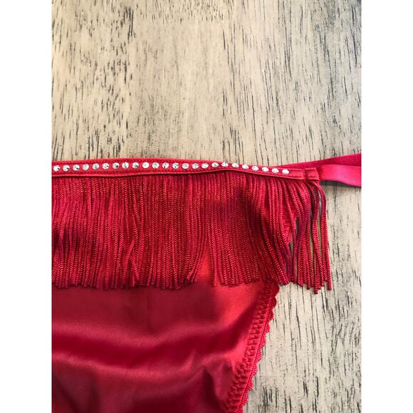 Victoria's Secret Sexy Red V-String Fringe Rhinestone Panty - L - Picture 3 of 5